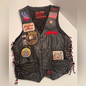 Woman’s Leather Biker Vest with Patches